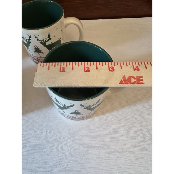 Vintage Holiday Reindeer Mugs Set of 4 Fair Isle Nordic Christmas Cocoa Bar - Picture 10 of 10
